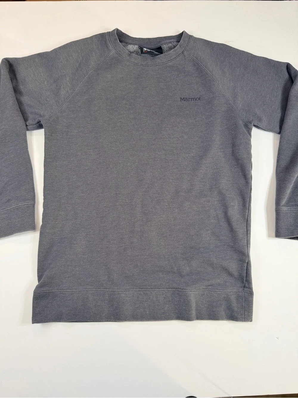 Marmot Gray Crewneck with Colorful Mountain Patch